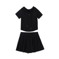 Laid-Back Athleisure Skirt Set Women - Solid Color Top & Cropped Skirt Two-Piece Outfit