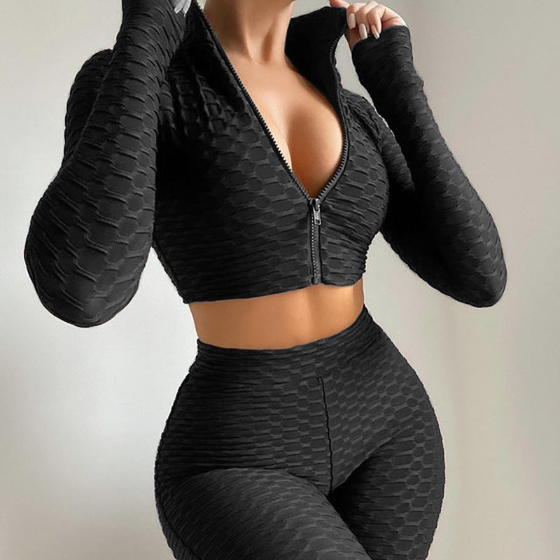 Tummy Control Butt Lift Yoga Fitness Set Women - Long Sleeve Top & Shorts Tracksuit