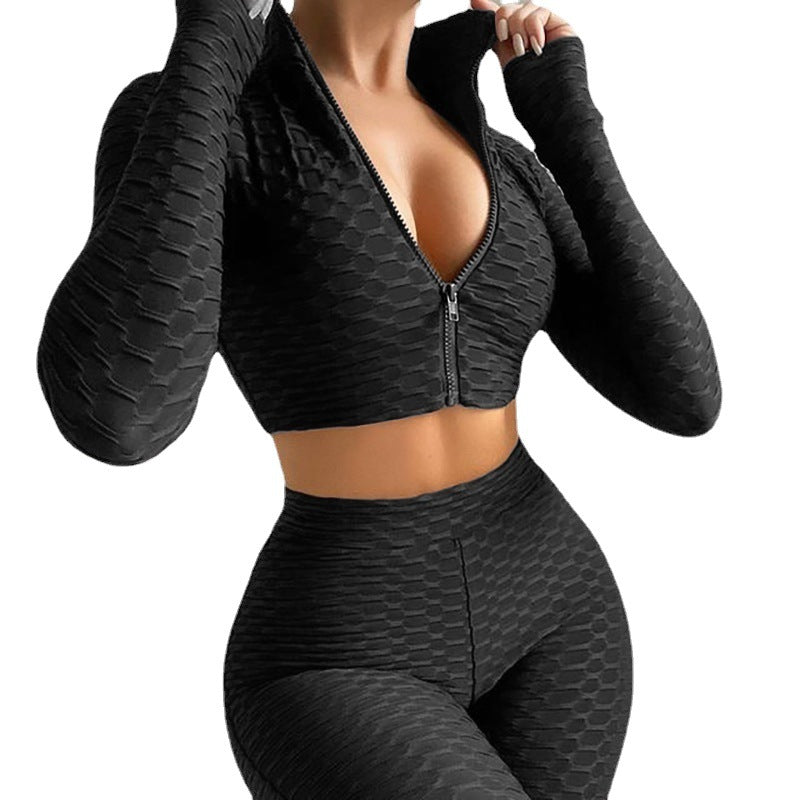 Tummy Control Butt Lift Yoga Fitness Set Women - Long Sleeve Top & Shorts Tracksuit