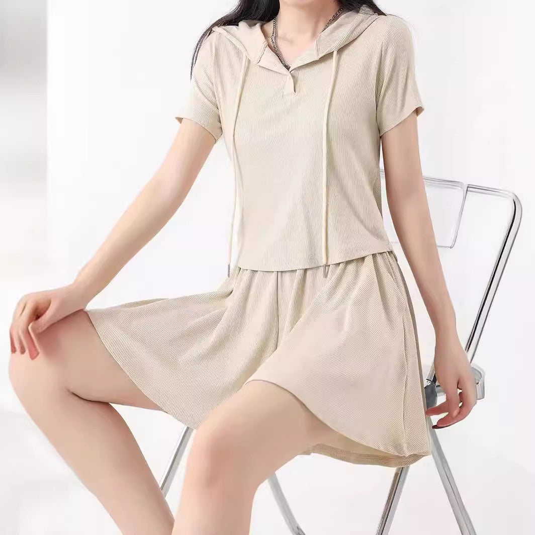 Laid-Back Athleisure Skirt Set Women - Solid Color Top & Cropped Skirt Two-Piece Outfit