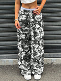 Camouflage Slimming Low-Waist Straight-Leg Pants Women - Casual Wide Leg Trousers