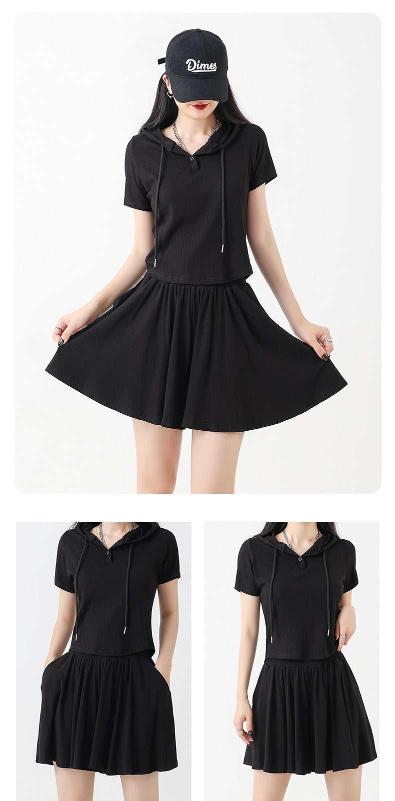 Laid-Back Athleisure Skirt Set Women - Solid Color Top & Cropped Skirt Two-Piece Outfit