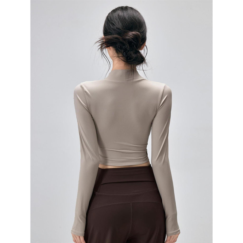 Fitness Top with Chest Pads Women - Tight-Fitting Long Sleeve Yoga Activewear Bare Feel Top