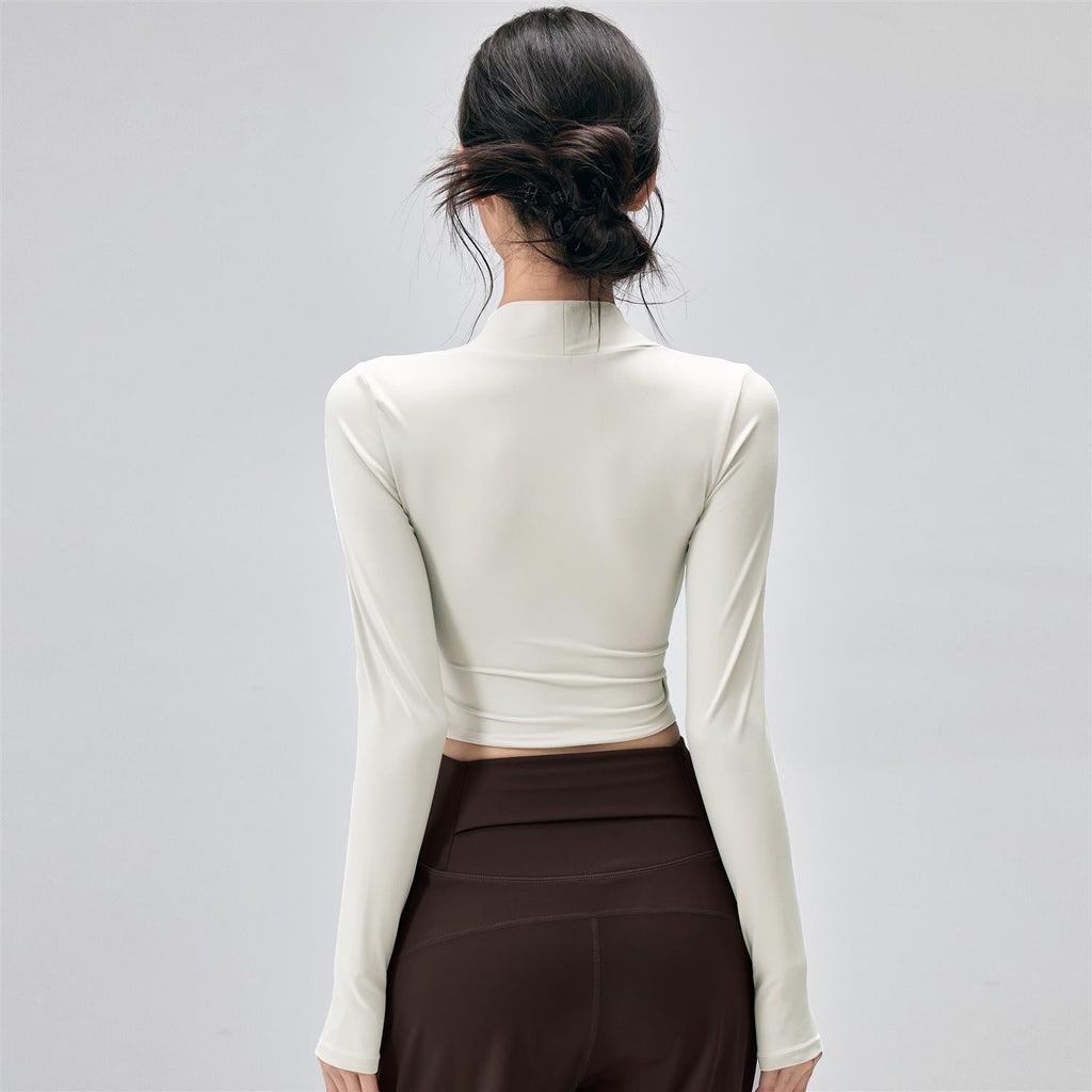 Fitness Top with Chest Pads Women - Tight-Fitting Long Sleeve Yoga Activewear Bare Feel Top