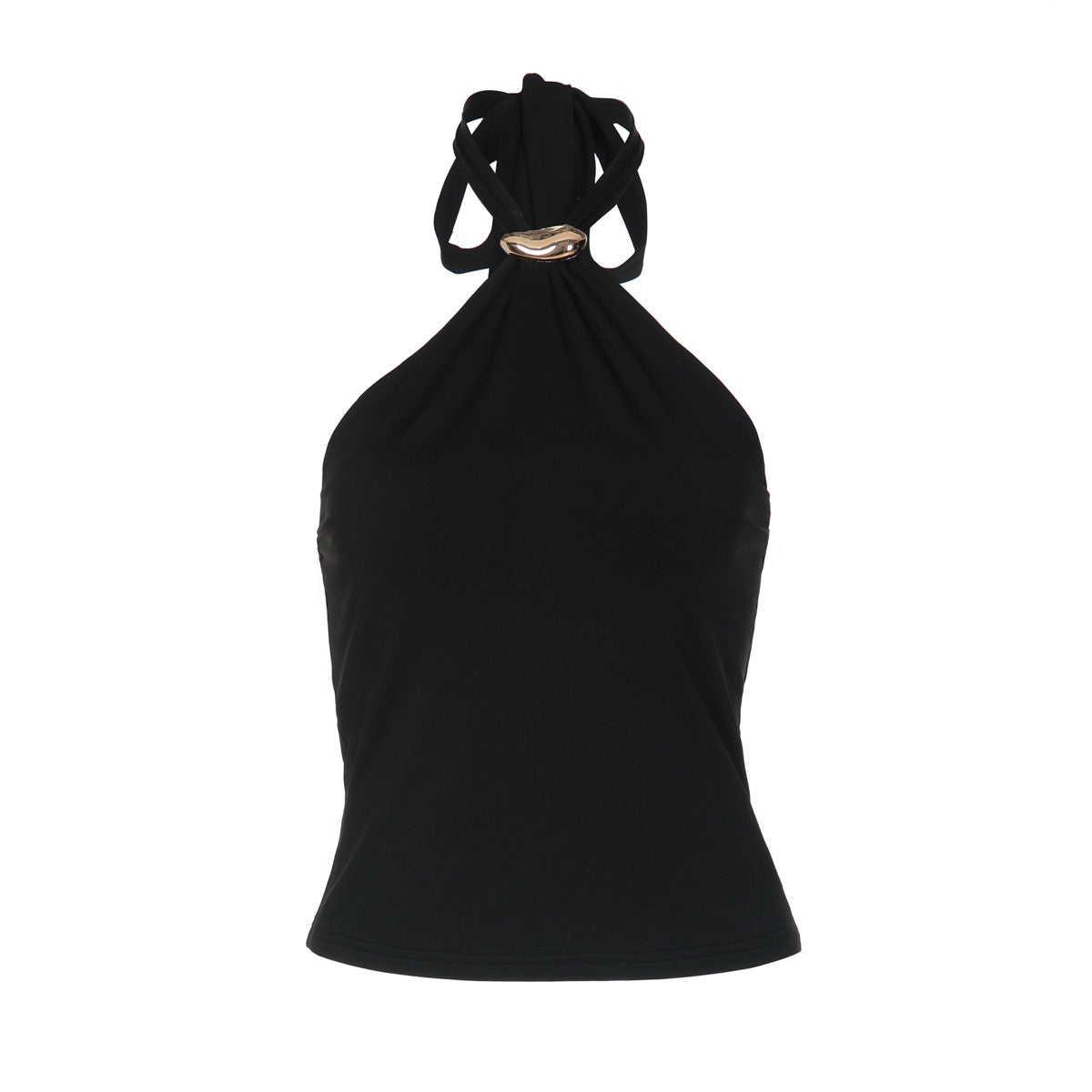 French Style Sexy Open-Back Tube Top Women - Adjustable Buckle Strap Slim Fit Solid Color Vest