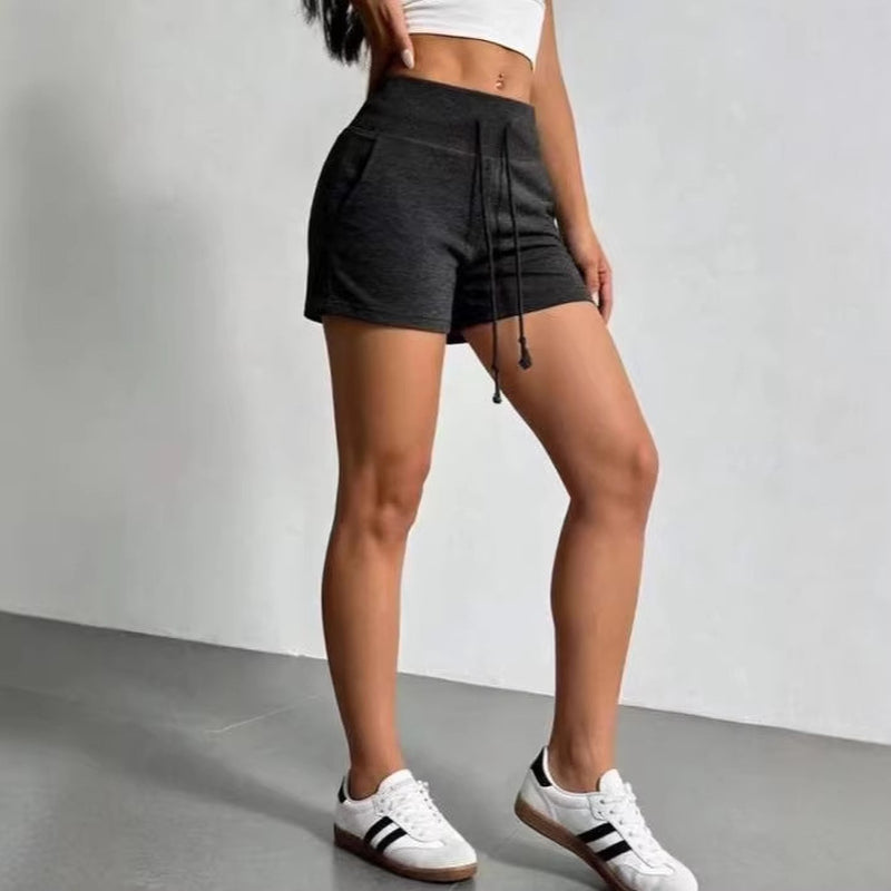 High Waist Athletic Shorts Women Men Casual Solid Color Drawstring Safety Shorts 3/4 Length Polyester Sweatpants - S-2XL