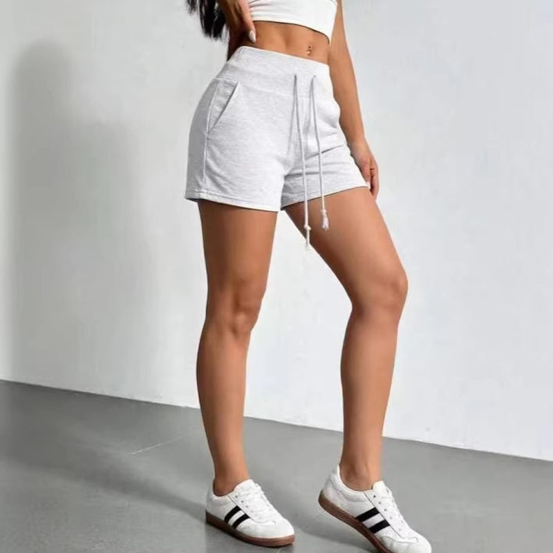 High Waist Athletic Shorts Women Men Casual Solid Color Drawstring Safety Shorts 3/4 Length Polyester Sweatpants - S-2XL