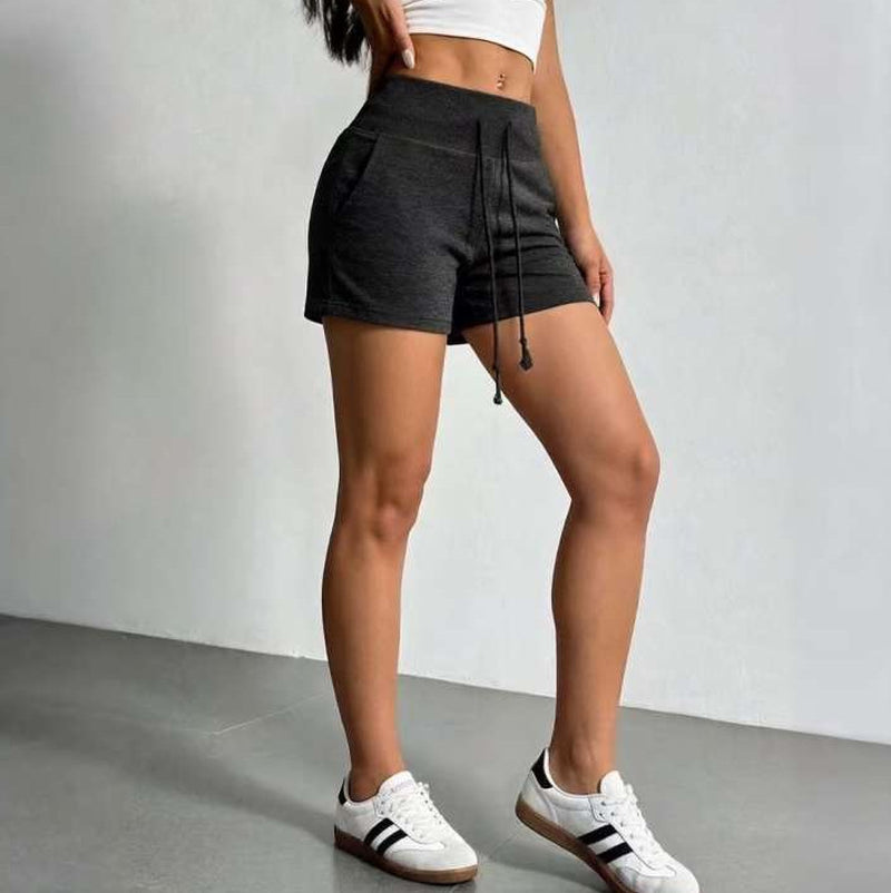 High Waist Athletic Shorts Women Men Casual Solid Color Drawstring Safety Shorts 3/4 Length Polyester Sweatpants - S-2XL