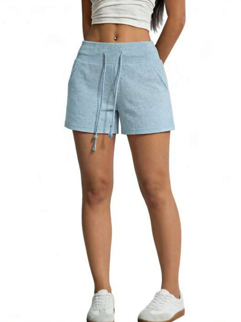 High Waist Athletic Shorts Women Men Casual Solid Color Drawstring Safety Shorts 3/4 Length Polyester Sweatpants - S-2XL