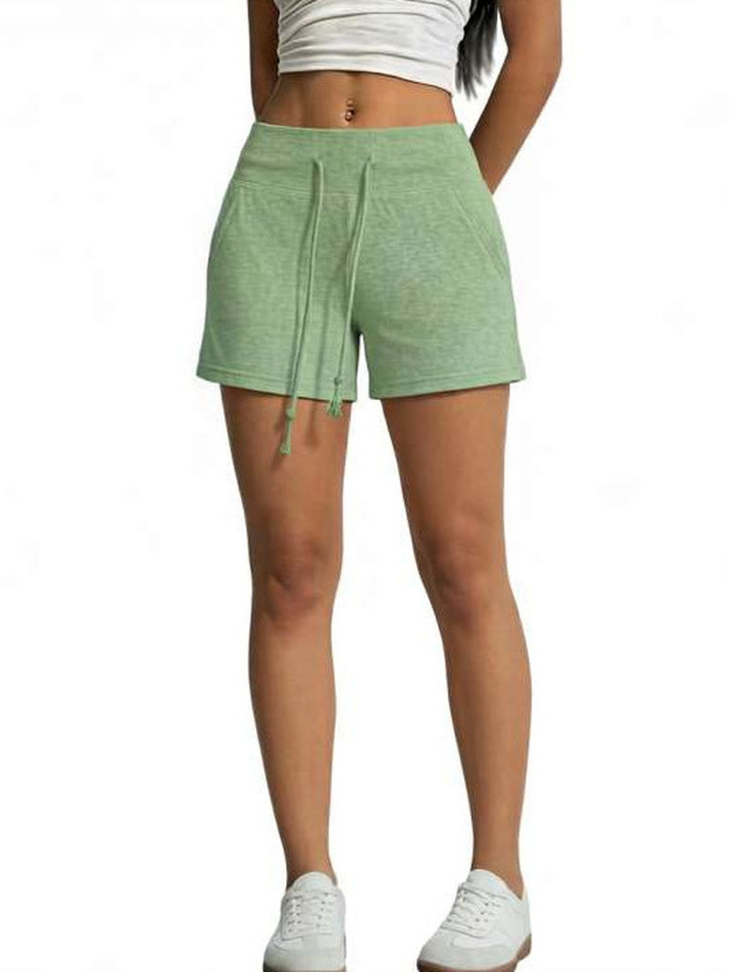High Waist Athletic Shorts Women Men Casual Solid Color Drawstring Safety Shorts 3/4 Length Polyester Sweatpants - S-2XL