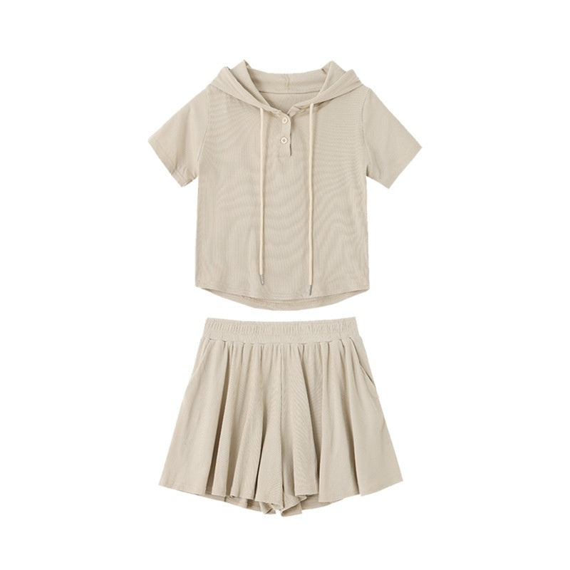 Laid-Back Athleisure Skirt Set Women - Solid Color Top & Cropped Skirt Two-Piece Outfit