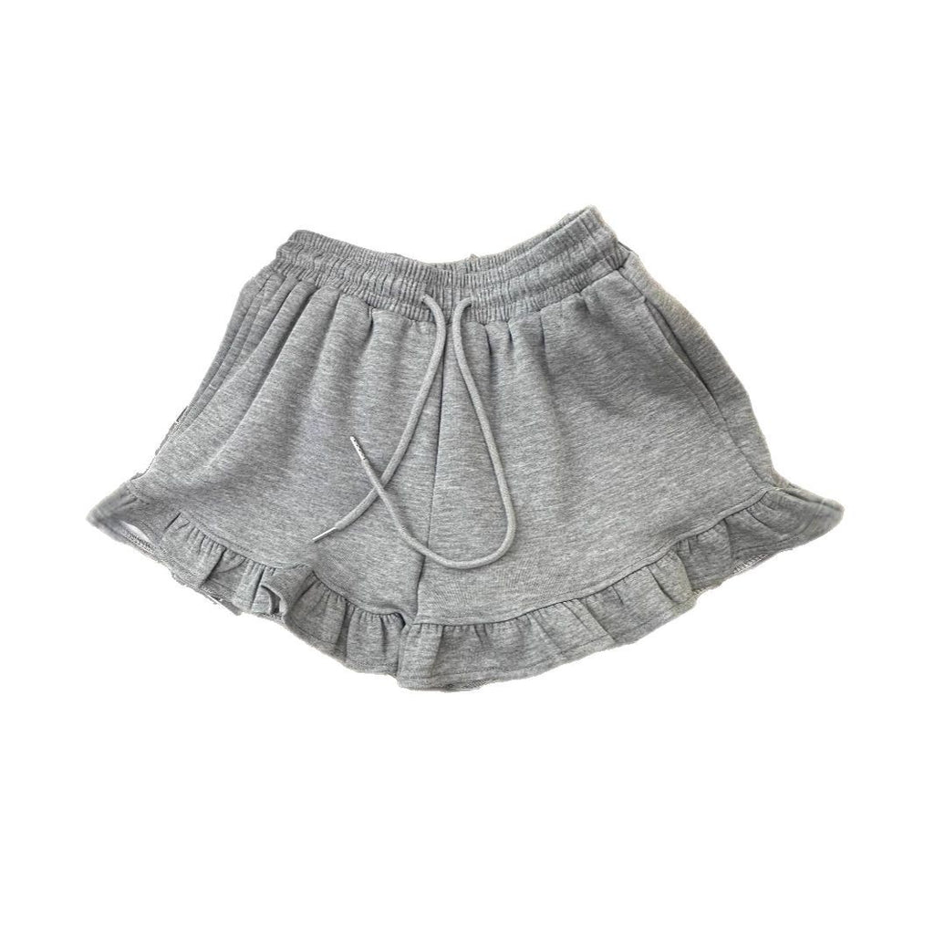 Ruffled Edge Designer Shorts Women - High Waist Sporty Casual Hot Pants Black Khaki Gray