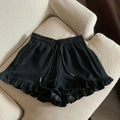 Ruffled Edge Designer Shorts Women - High Waist Sporty Casual Hot Pants Black Khaki Gray