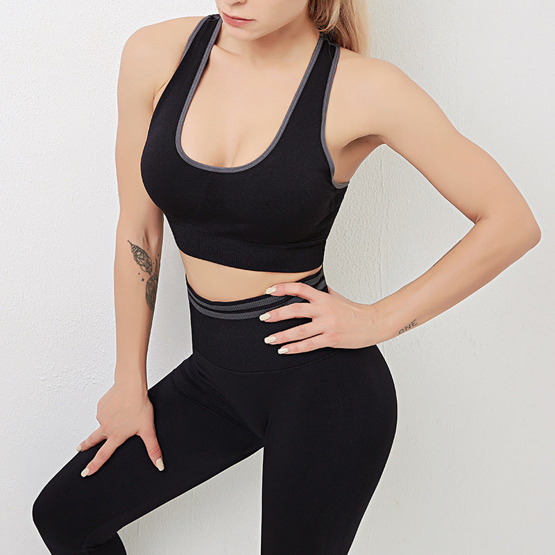 Seamless Sports Bra & High-Waist Leggings Set Women - Workout Gym Activewear Two-Piece Outfit