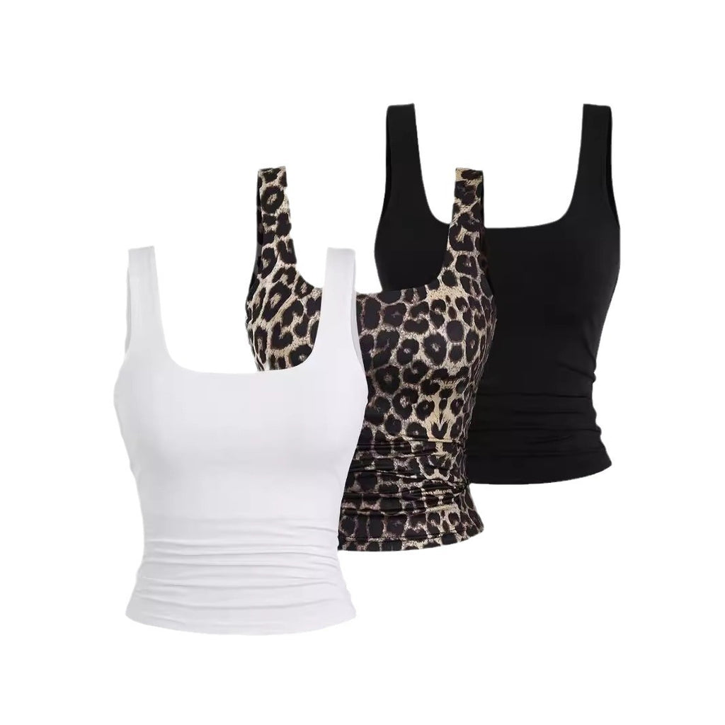 Sexy Leopard Print Cami Top Women - Slim Fit Spaghetti Strap Camisole Tank Top with Slight Stretch