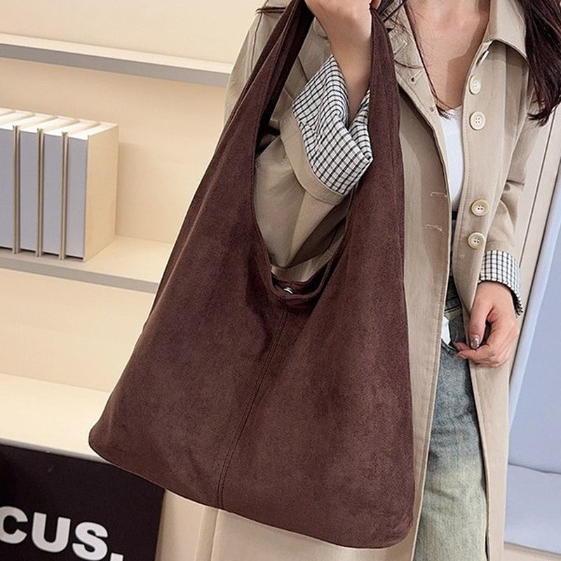 Simple Large Capacity Tote Bag Women - Soft Plush Shoulder Bag Everyday Carryall Leopard Black Coffee