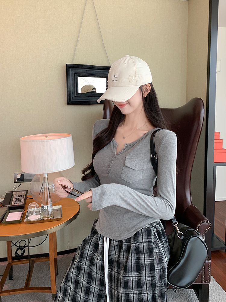 Slimming Long Sleeve Button Top Women - Cropped Solid Color Casual Shirt White Gray Black