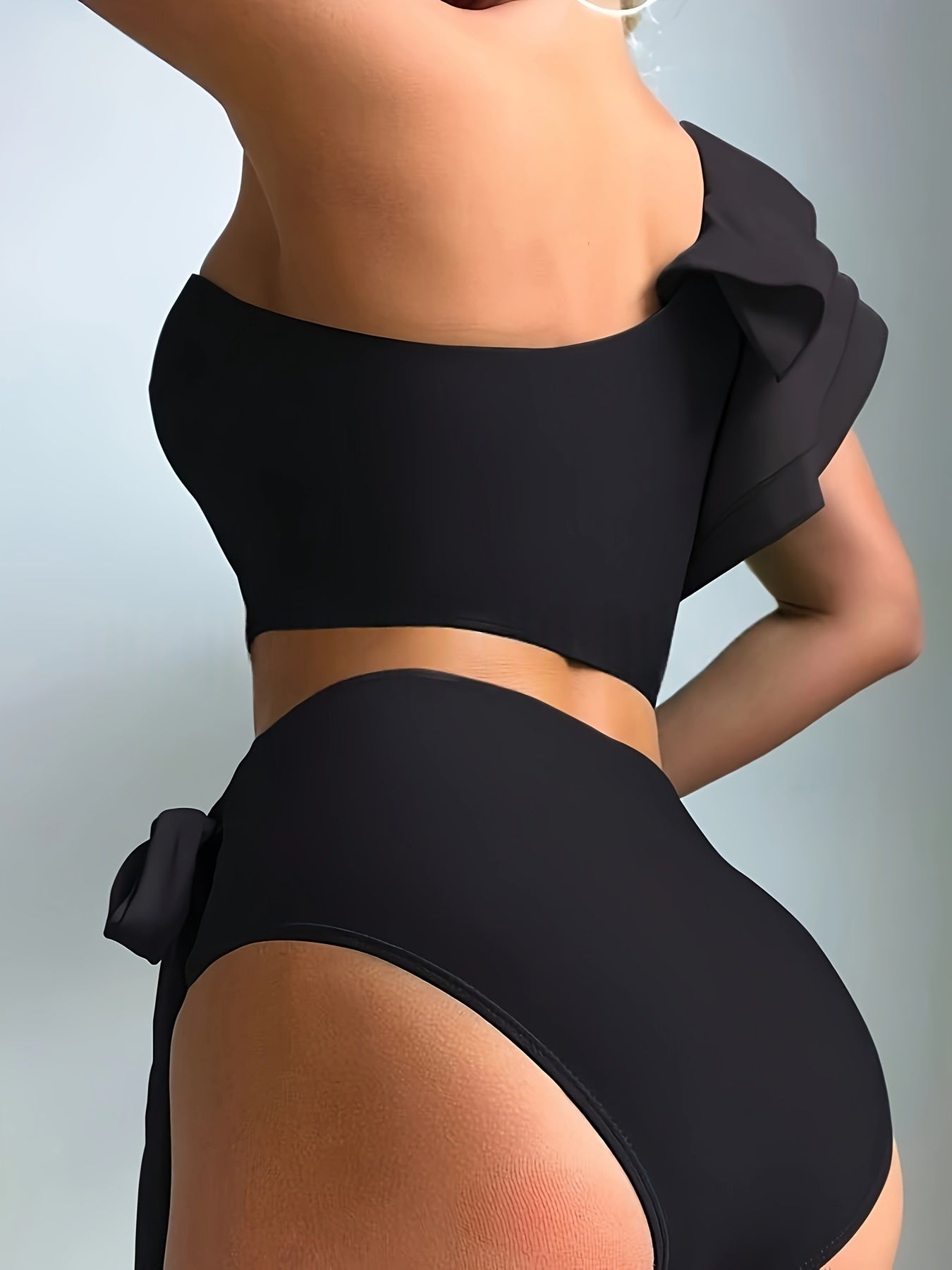 Solid Color Off-Shoulder High Waist Set Women - Sexy Sleeveless Top & Shorts Co-ord Black