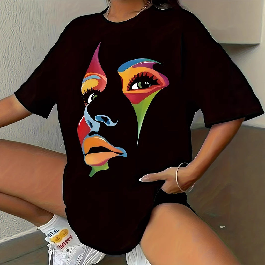 Summer All-Match Crew Neck Top Women - Japanese Style Relaxed Fit Printed T-Shirt