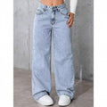 Women Straight-Leg Loose Fit Casual Pants - High Waist Cotton Trousers Black Blue Gray