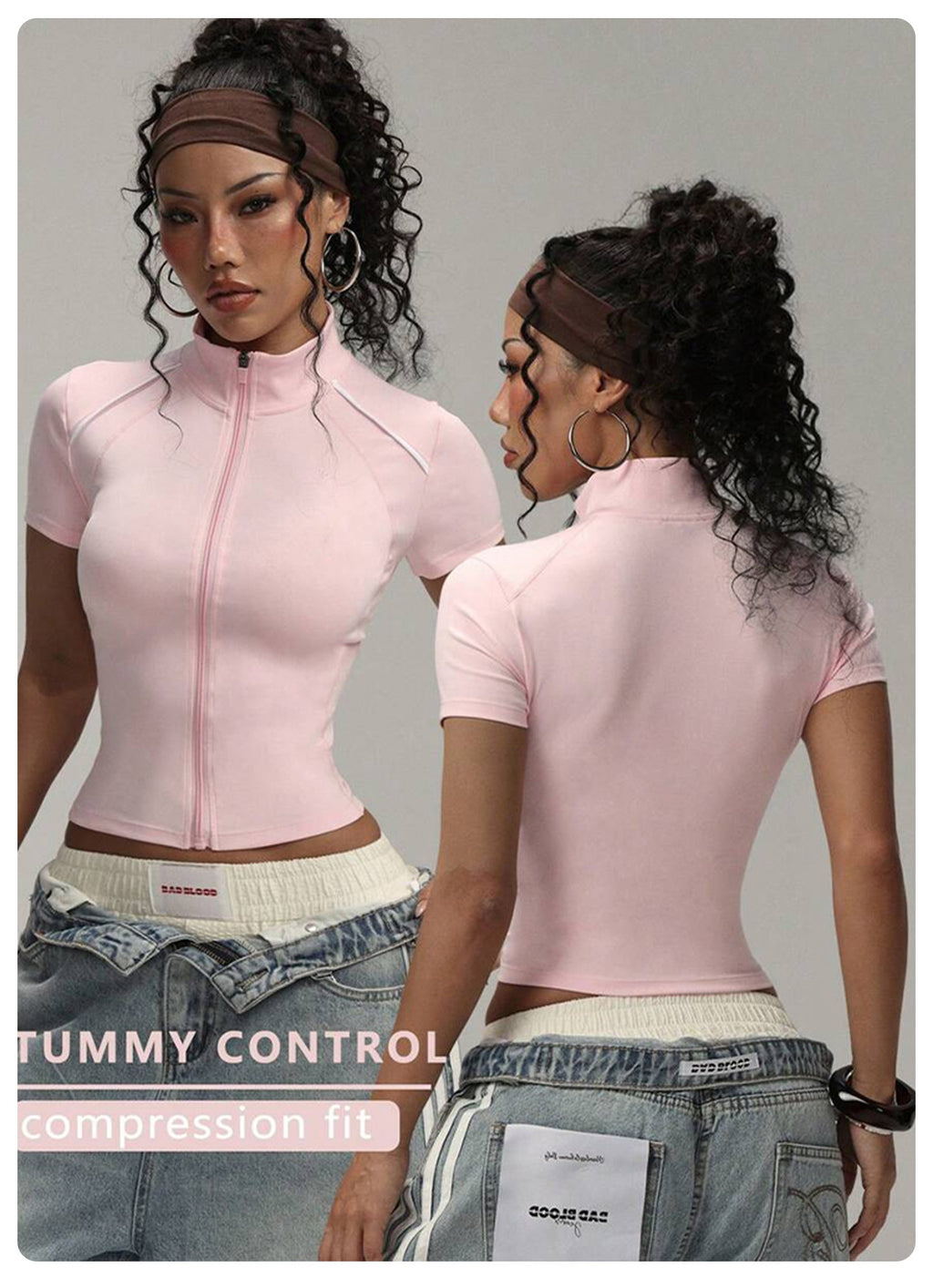 Women's Short Contrast Color Yoga Jacket - Slim Fit Fitness Crop Jacket for Gym & Workout (S/M/L/XL)